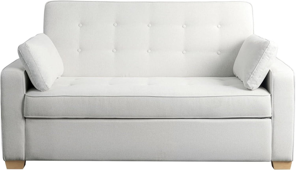 Queen Size Convertible Sleeper Sofa Oyster Upholstery