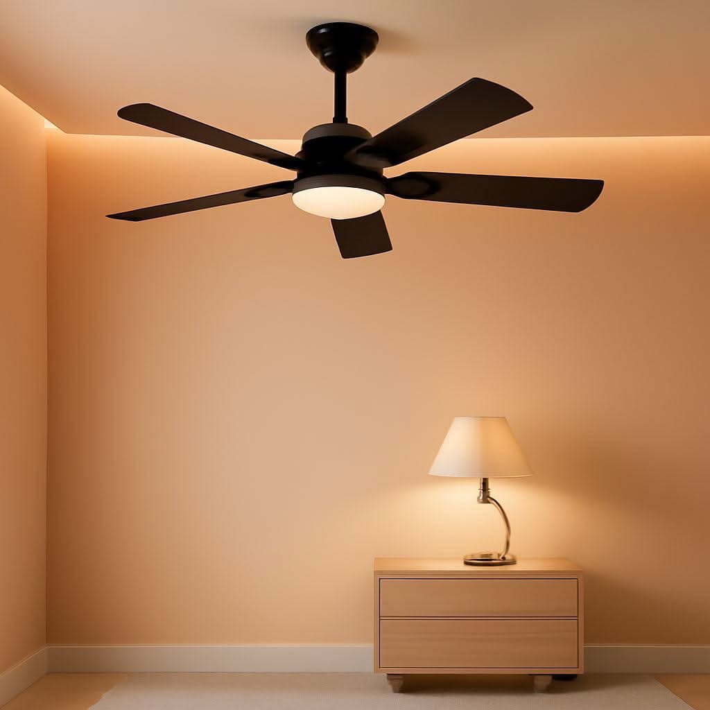 56 Inch Black Ceiling Fan With Dimmable LED Lights And Remote App Control