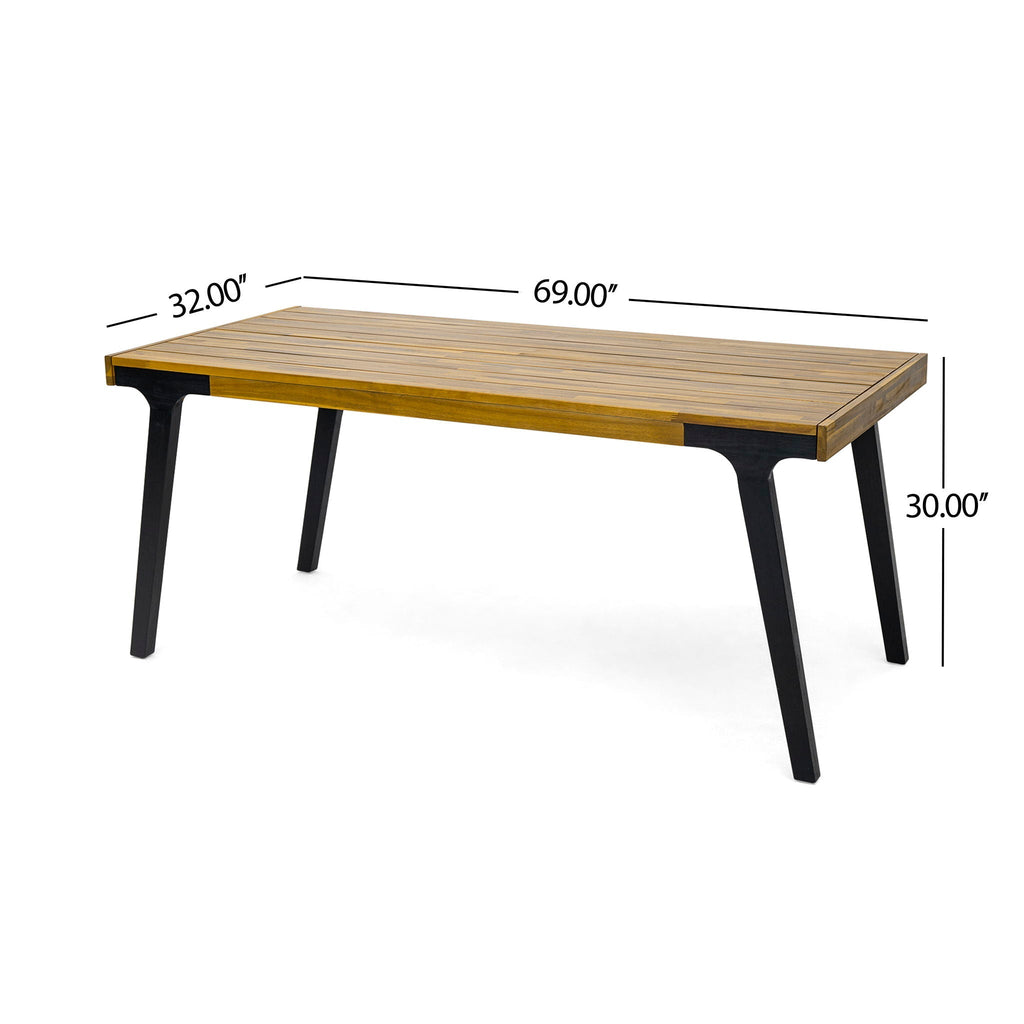 1 Dining Table & 2 Dining Benches - Light Teak
