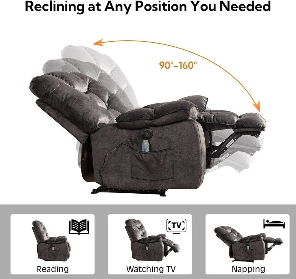 Oversized 41 Inch Power Recliner With Massage And Heat