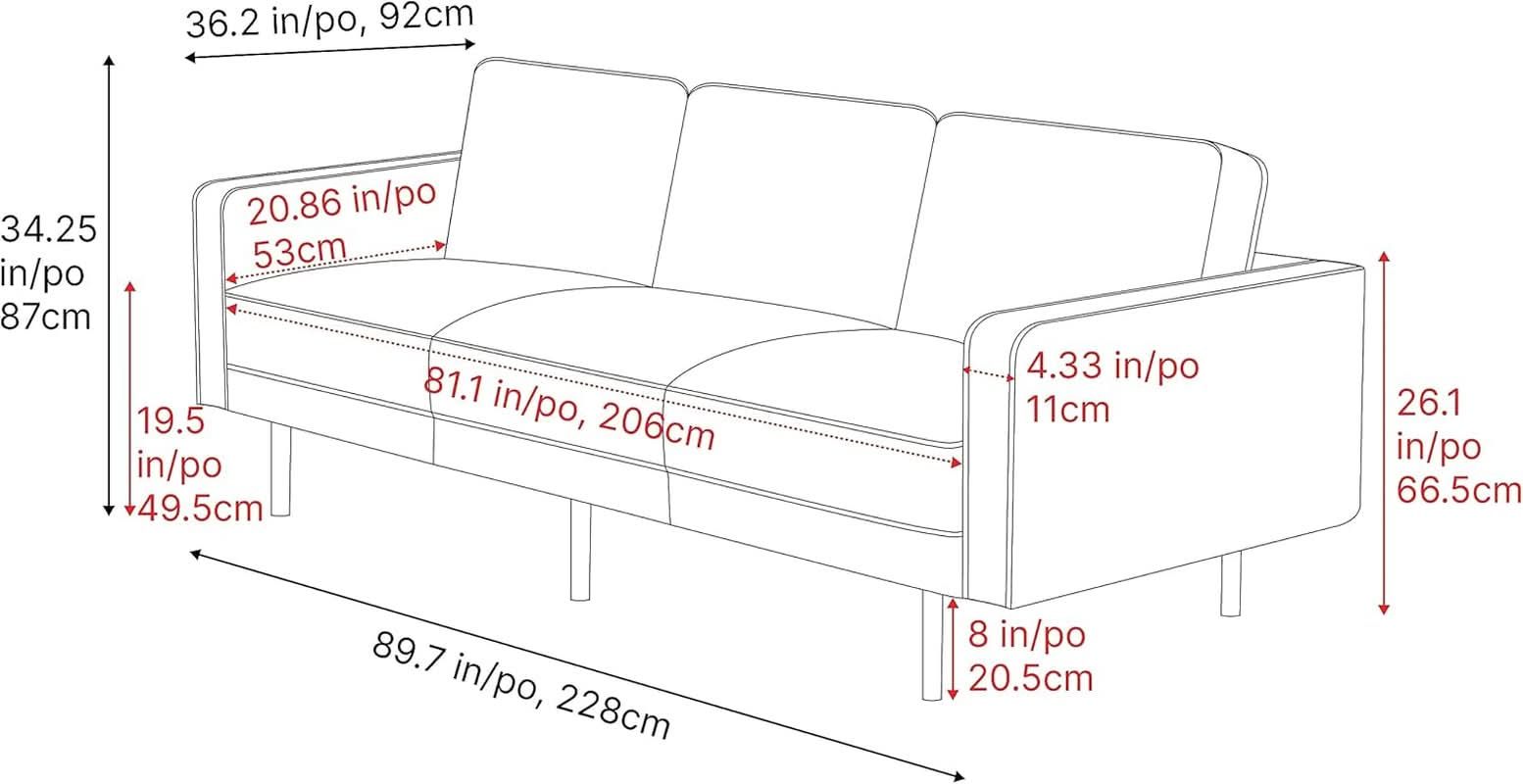 Leather Sofa 90 Inch Cognac Tan Brown Italian Nappa