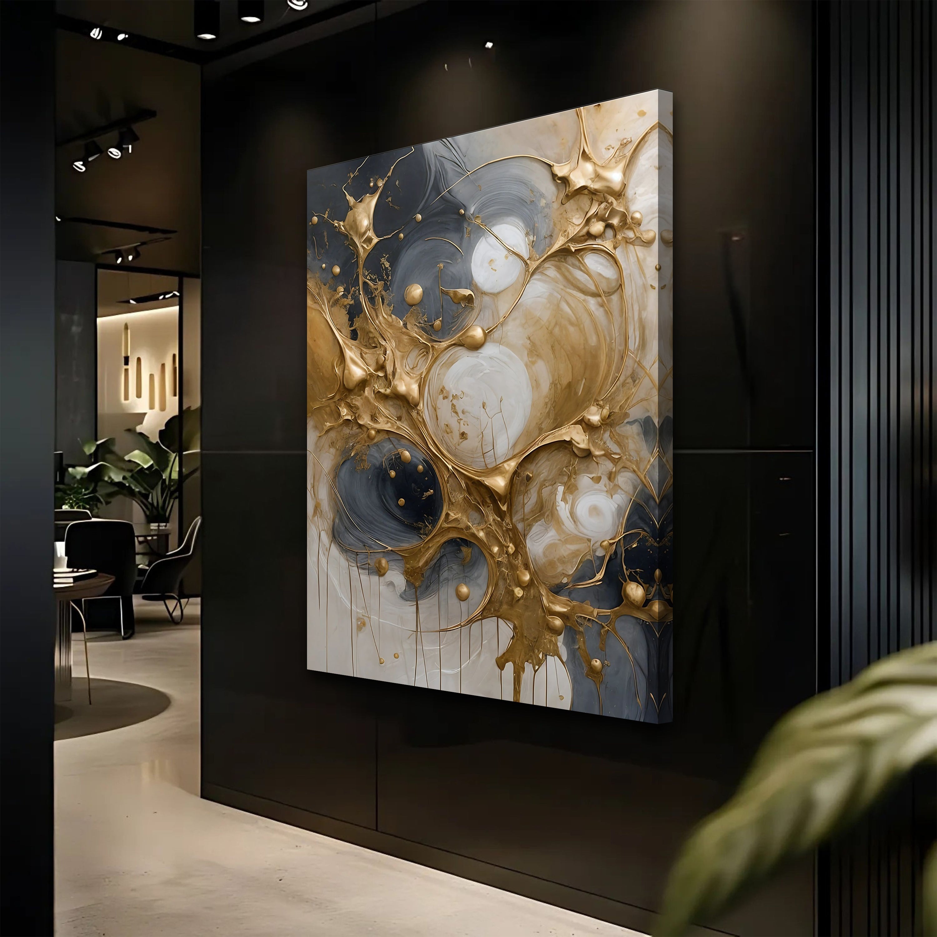 Black and Gold Splash Wall Art