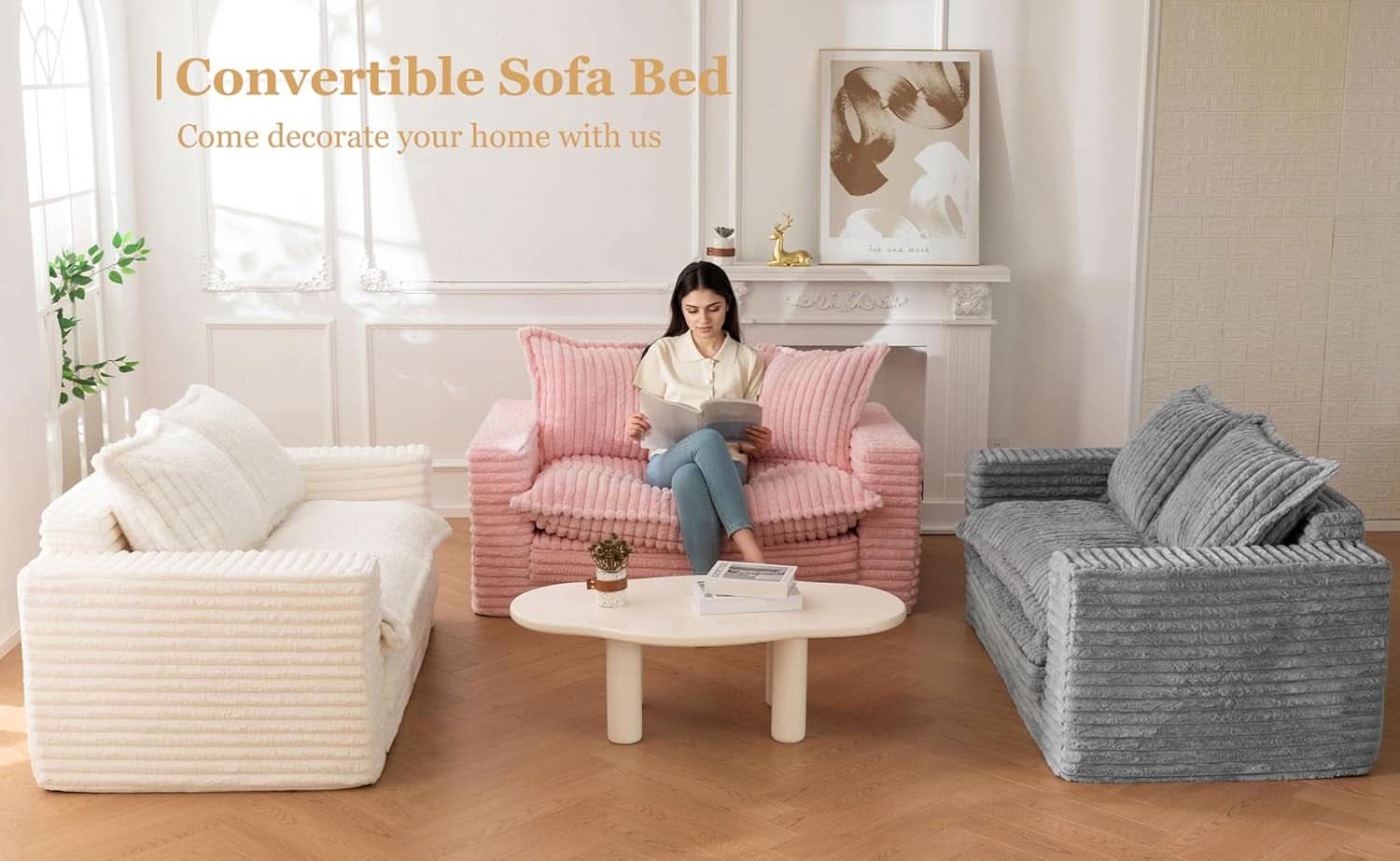 Dark Grey Interconvertible Sleeper Sofa Bed Cushions