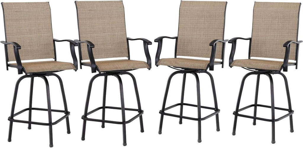 Swivel Outdoor Bar Stools Set of Four Durable Chairs