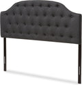 Modern Scalloped Upholstered Headboard Queen Dark Grey
