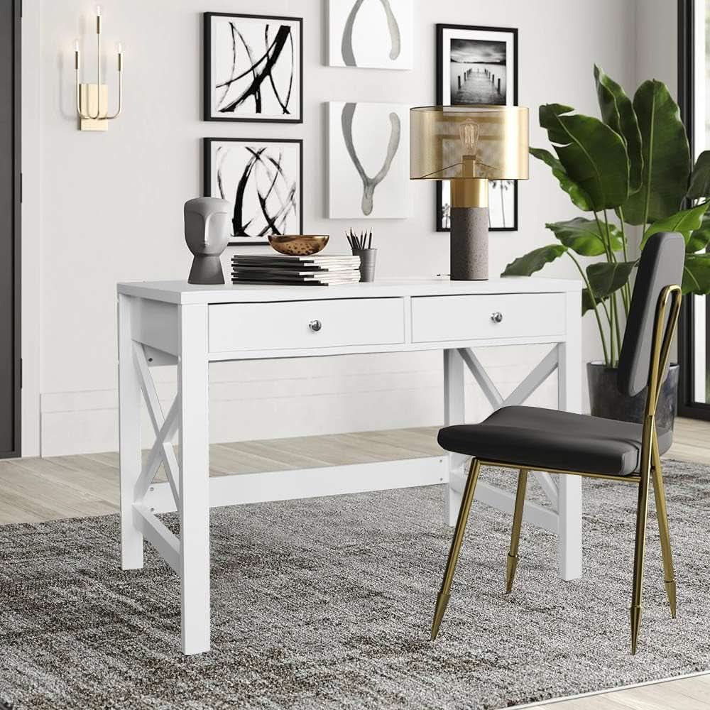 40 Inch White Computer Desk For Home Office Use And Study