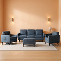 6 Seater Sectional Sofa In Dark Grey Linen With Ottoman