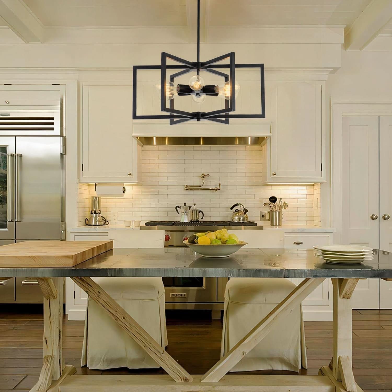 Black 23 Inch Farmhouse Chandelier For Dining Room