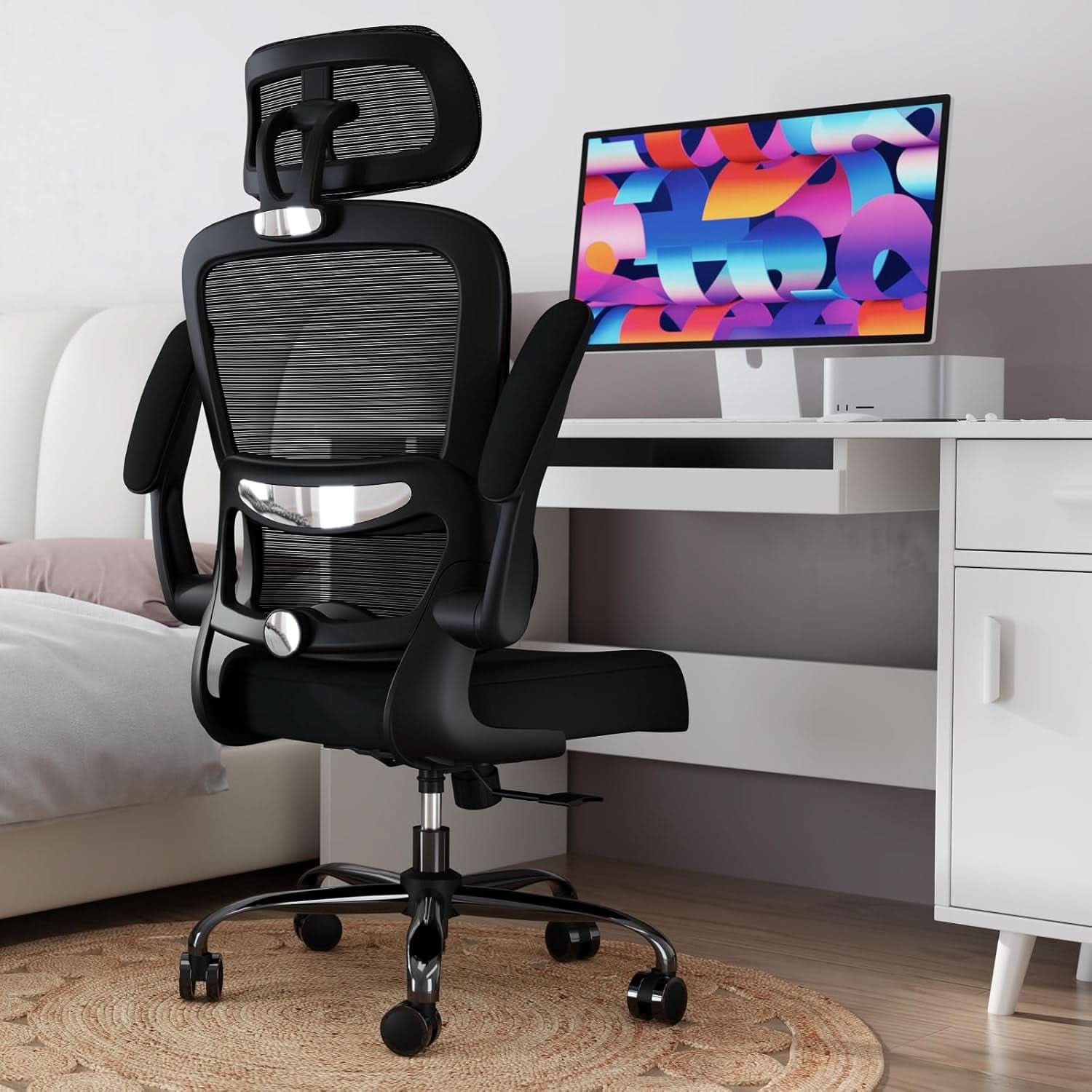 Ergonomic Black Office Chair High Back With Wheels
