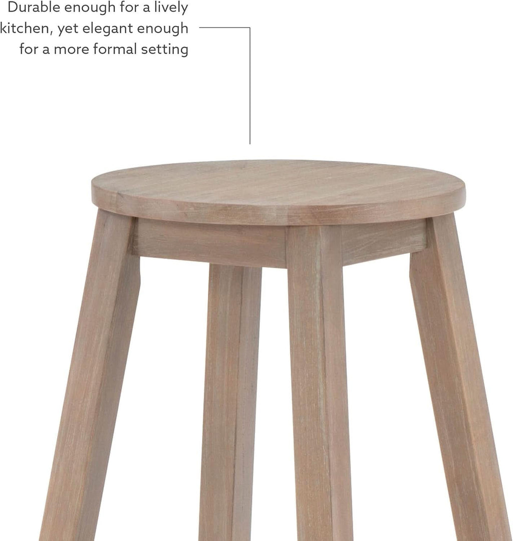 Zeke Grey Wash 24 Inch Counter Stool Round Seat Modern
