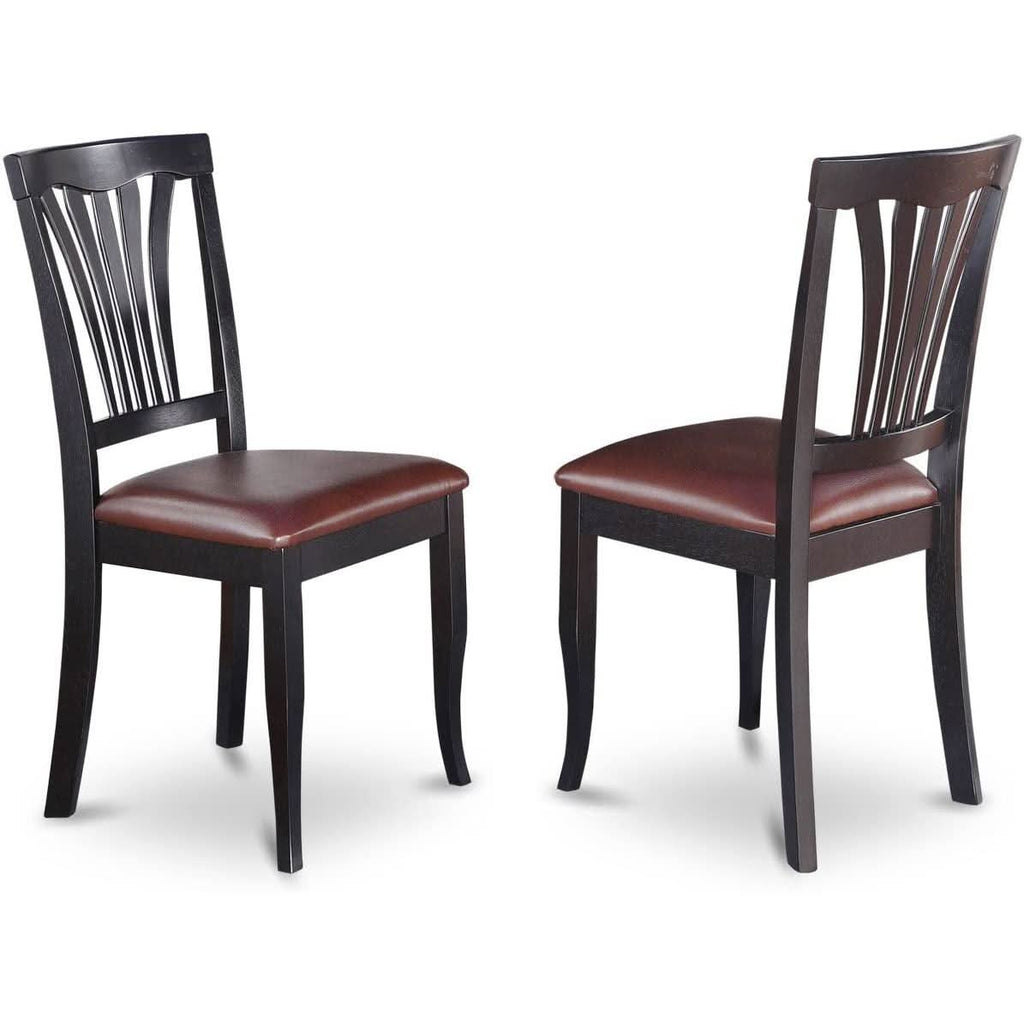5-Piece Drop Leaf Dining Table Set Black Faux Leather