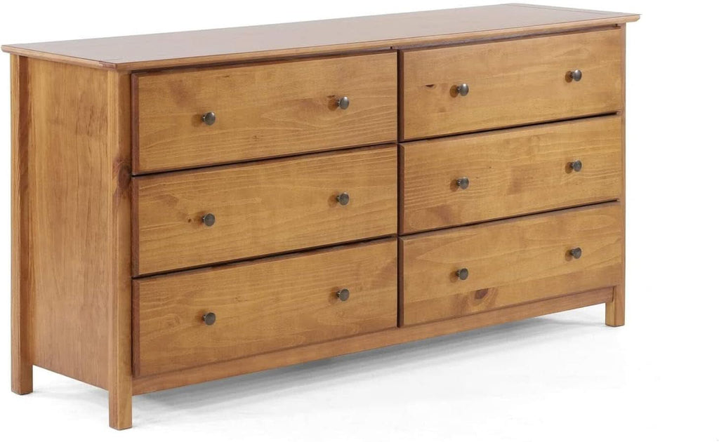 Shaker Style 6 Drawer Dresser With Solid Walnut Finish