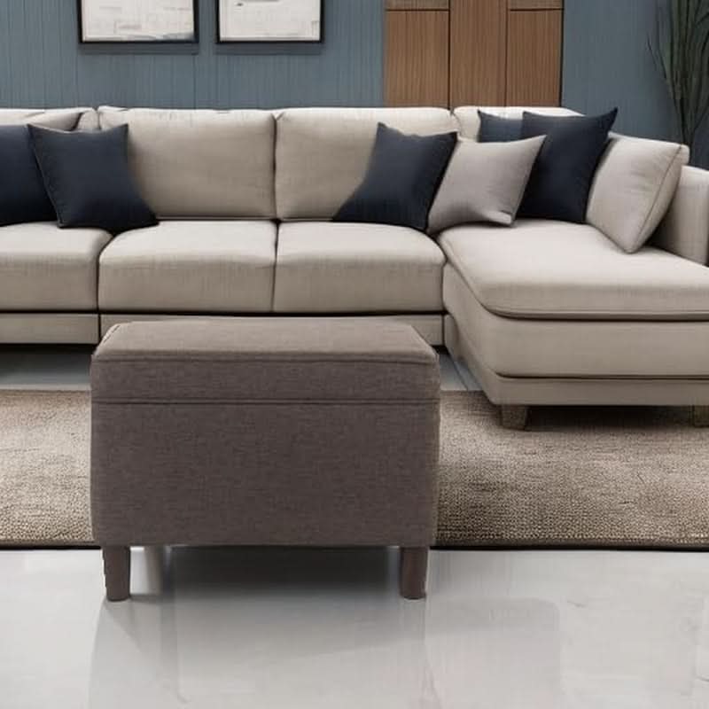 Chocolate Brown Contemporary Storage Ottoman With Lid