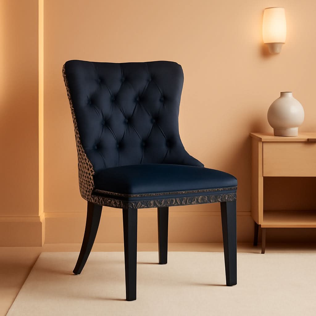 Velvet Tufted Dining Chairs Set Of 4 With Nailhead Trim