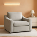 47 Inch Linen Fabric Armchair Pair Oversized Oatmeal