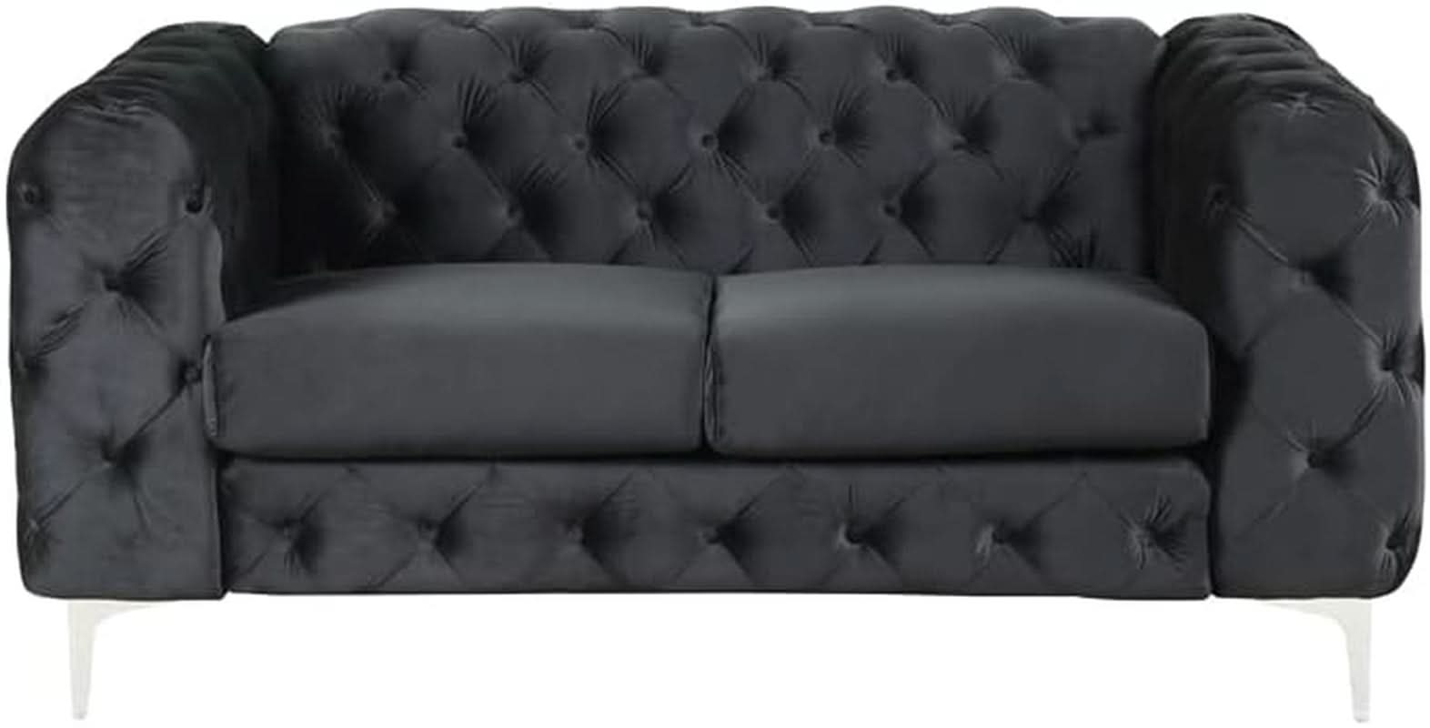3 Piece Velvet Living Room Set Black Loveseat And Chairs