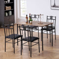 Dining Table Set For 4 With Wood Top Table And Stowable Chairs In Retro Brown