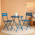 Peacock Blue 3 Piece Folding Bistro Set For Patio Garden