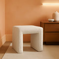Cream Soft Boucle Upholstered Ottoman Footrest 18 Inches