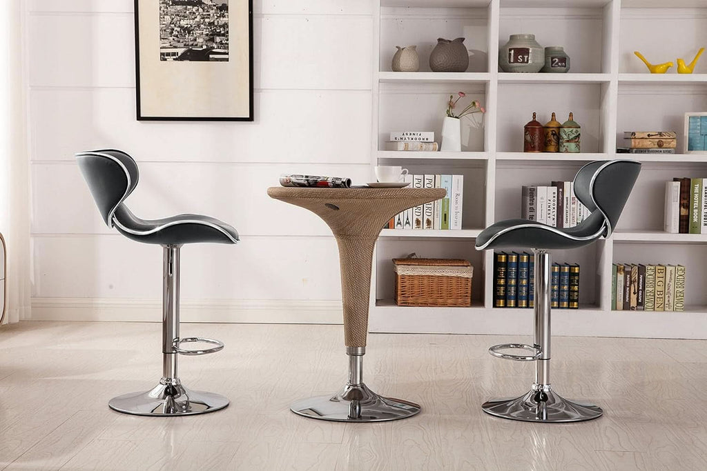 Masaccio Grey Leatherette Airlift Swivel Barstool Set of 2