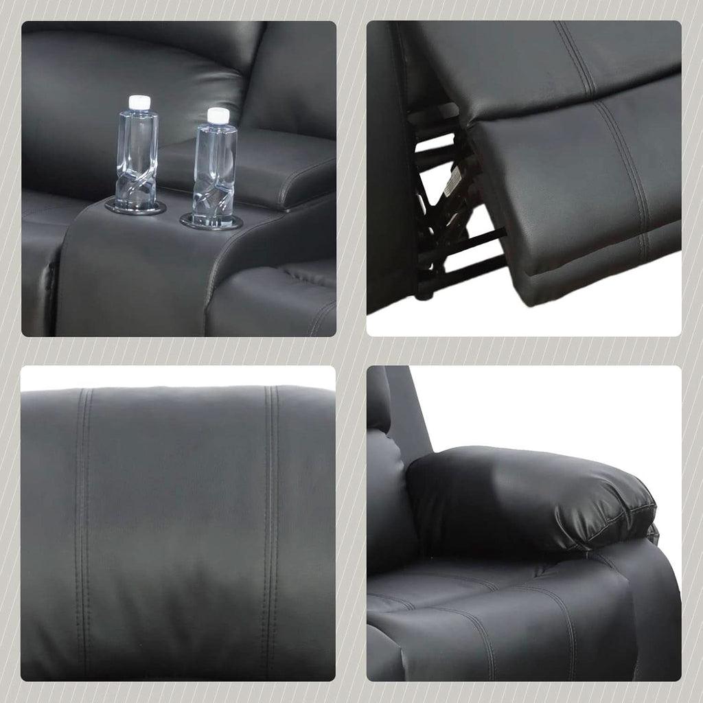 Black Living Room Recliner Set With Love Seat And Sofa