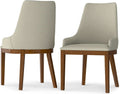 Stephanie Contemporary Dining Chair Set Of 2 In Natural Linen Look Fabric