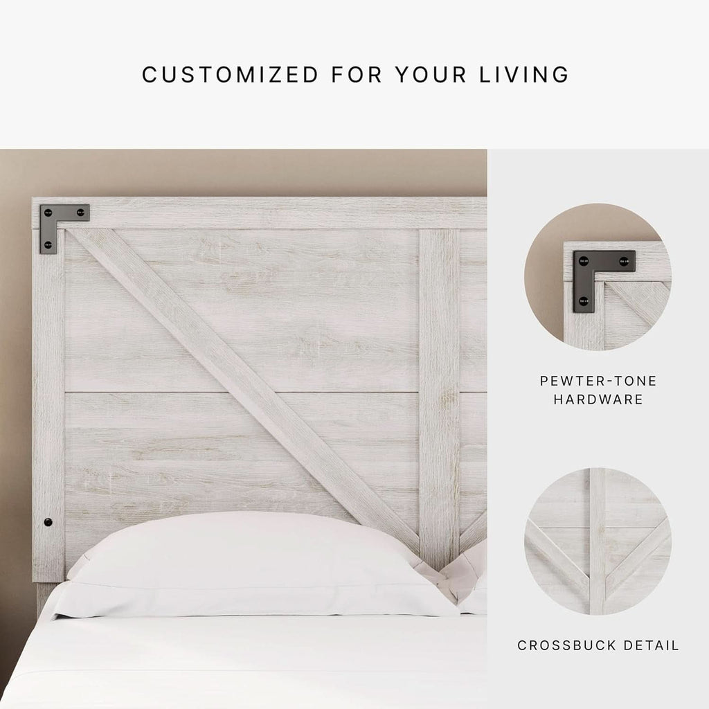Modern Farmhouse Queen Headboard with Crossbuck Styling