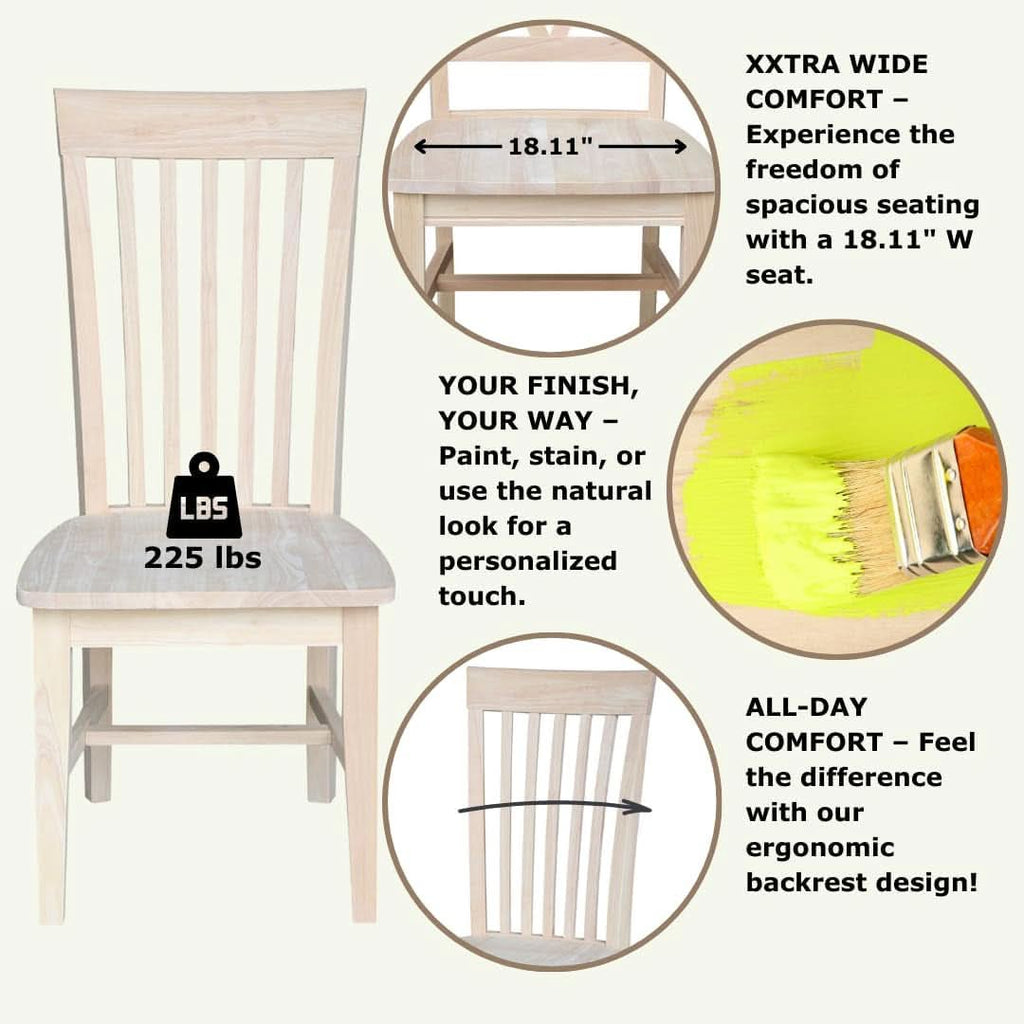 Set Of 2 Tall Mission Dining Chairs Unfinished Parawood