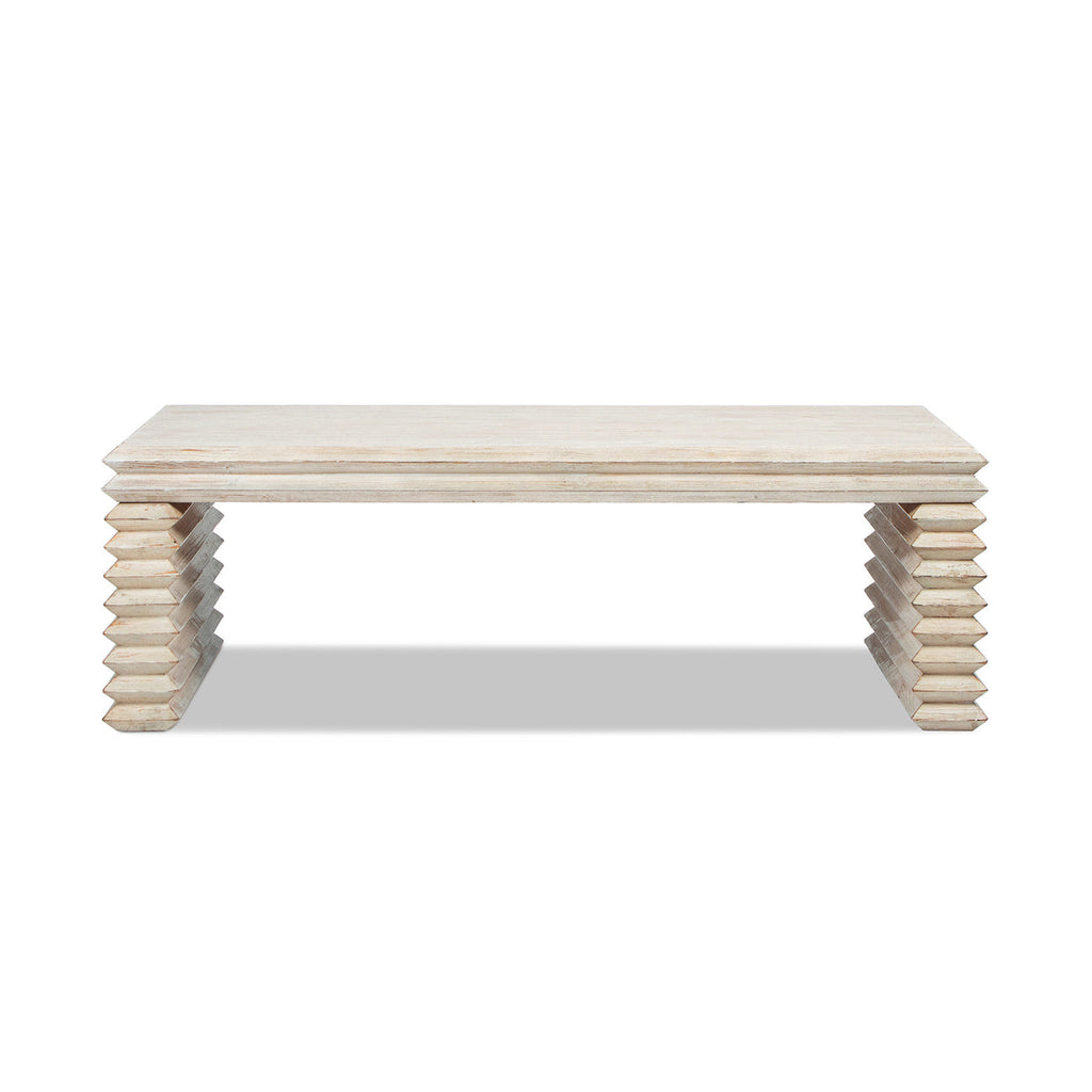 Veda 55" Reclaimed Wood Stacked Geometric Waterfall Coffee Table