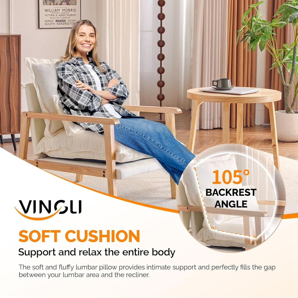 Cloud Accent Armchairs Beige Chenille With Lumbar Pillow