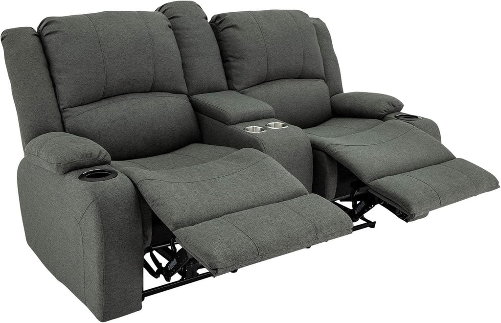 Powered Double Wall Hugger Recliner Sofa 67in Fossil Cloth