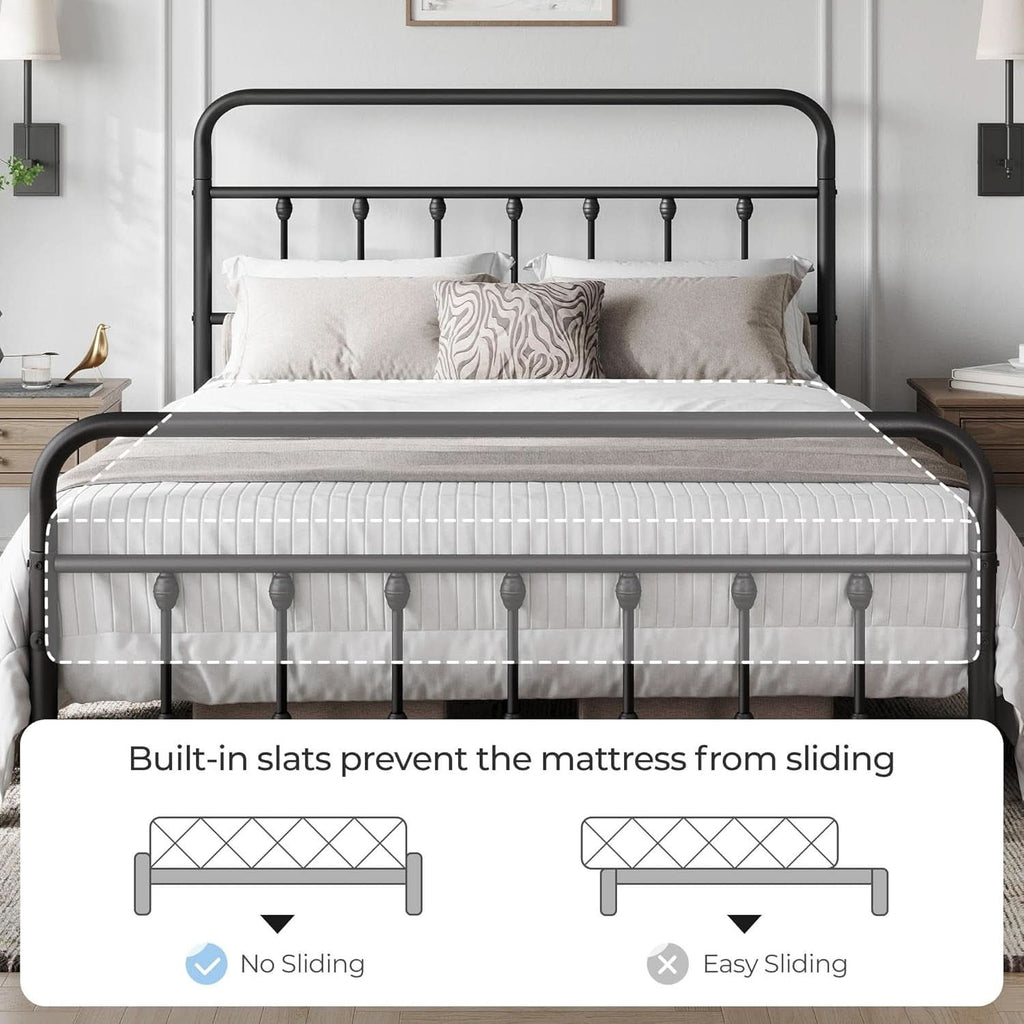 Queen Size Metal Platform Bed Frame With Storage Black
