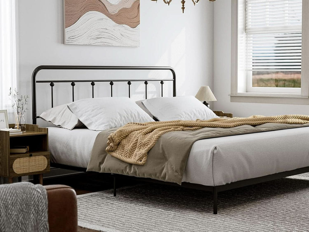 Adjustable Height Metal Headboard in Farmhouse Victorian Style
