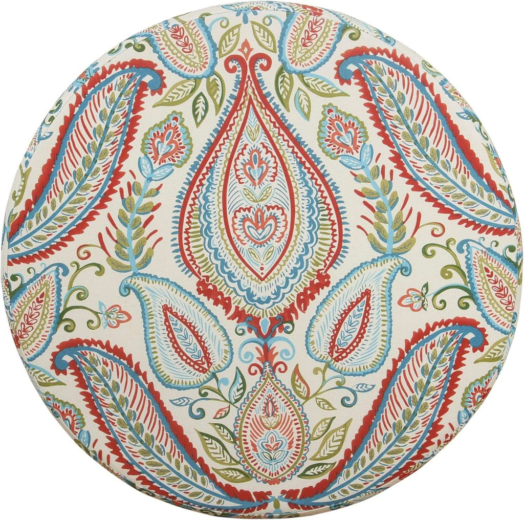 Large Upholstered Round Storage Ottoman Living Room
