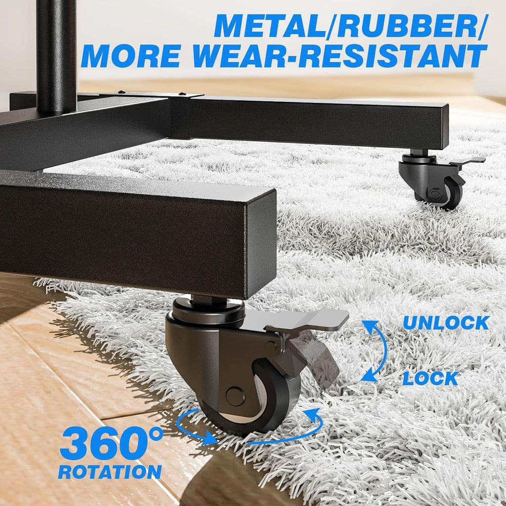 Height Adjustable Mobile TV Cart For 32 To 83 Inch Screens With Locking Wheels