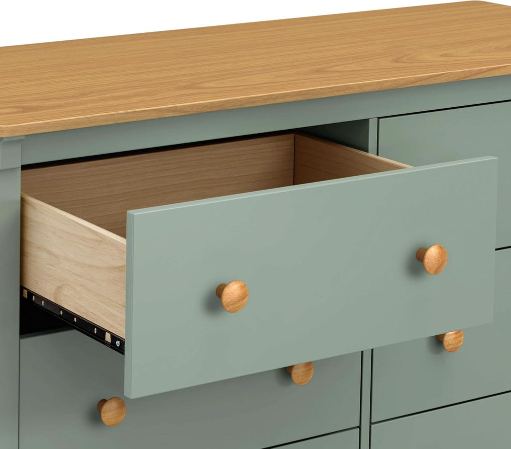 Shea Six Drawer Dresser Light Sage And Honey For Nursery