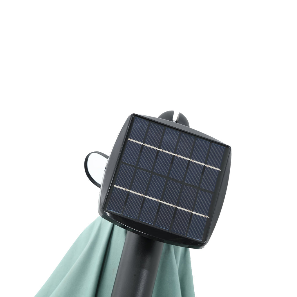 10ft Solar LED Offset Hanging Patio Umbrella (Light Green)