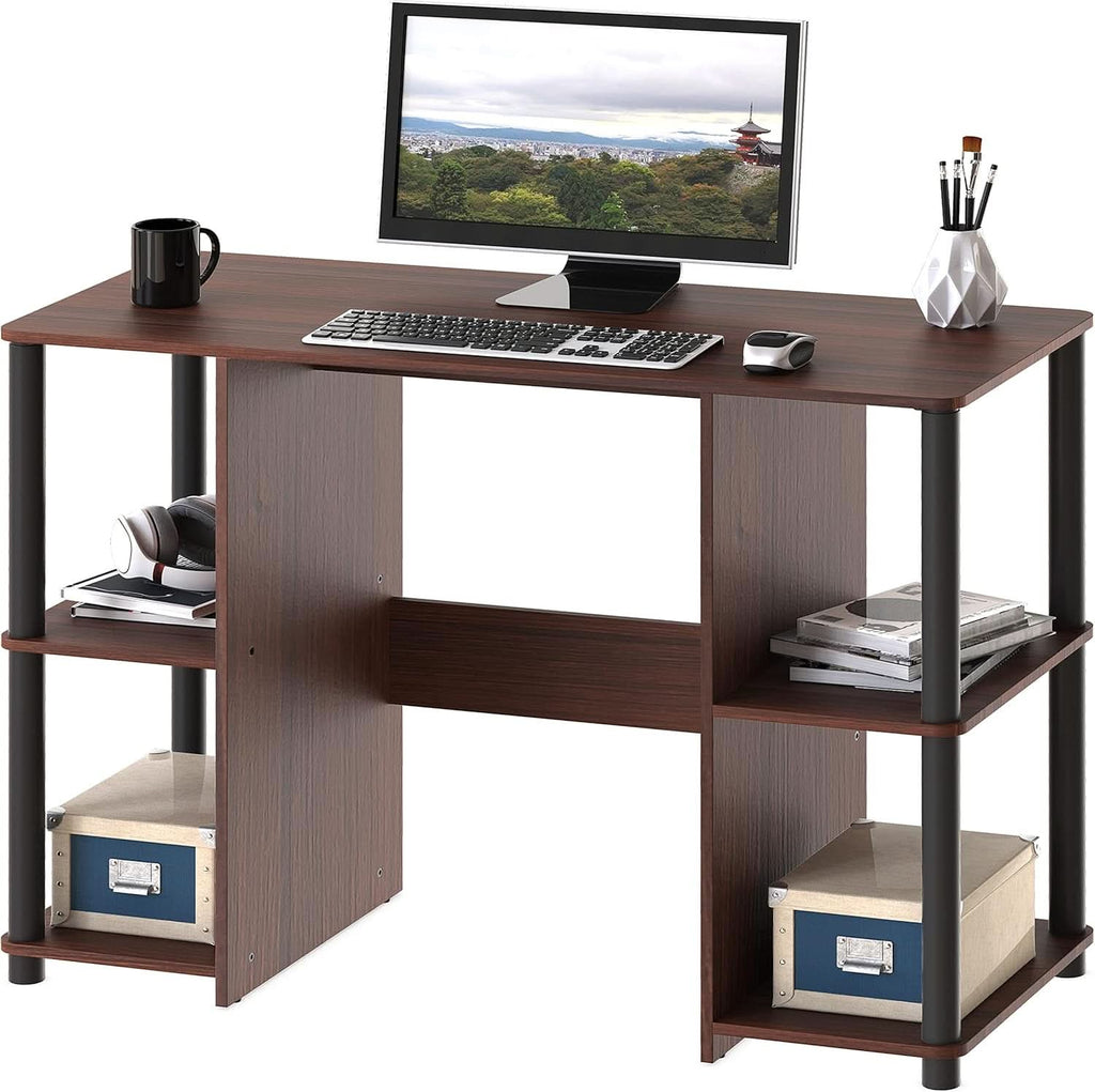 38 Inch Home Office Desk With Double Sided Shelves Cherry
