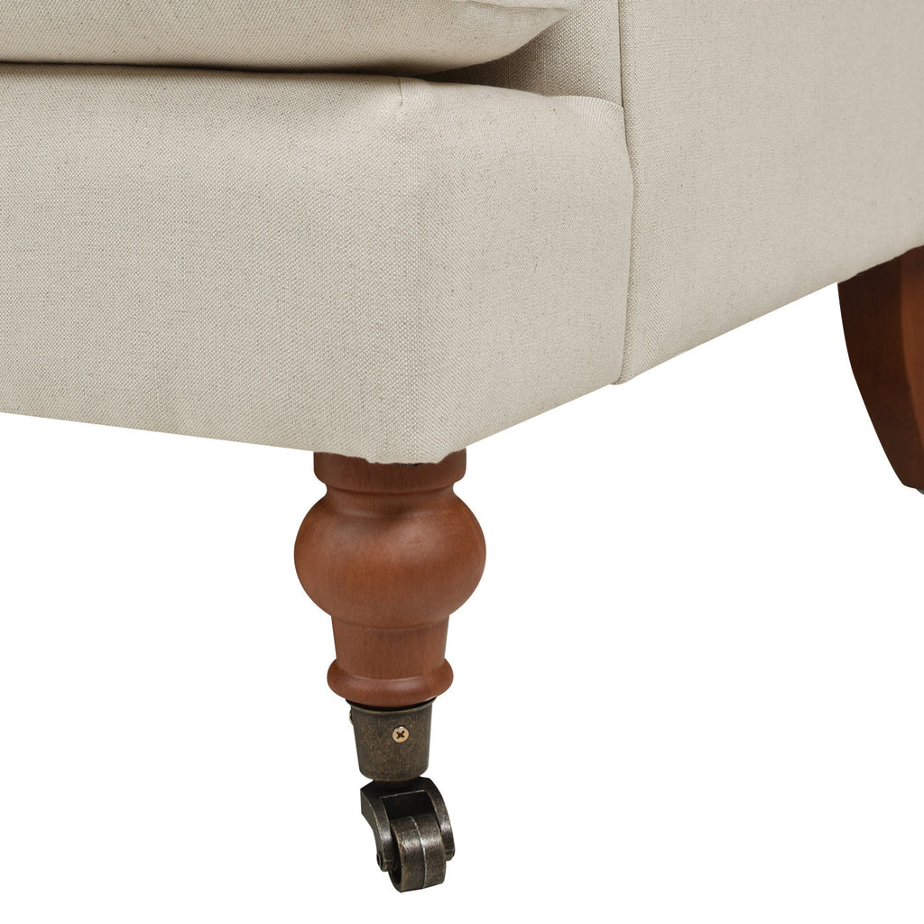 Alana 38' Lawson Accent Arm Chair Metal Casters, Light Beige Linen