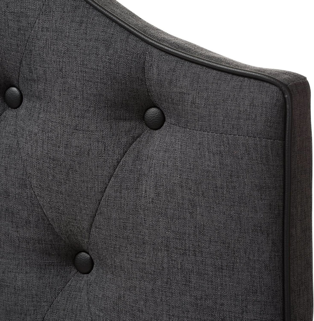 Modern Scalloped Upholstered Headboard Queen Dark Grey