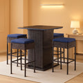 5 Piece Outdoor Bar Set Navy Blue Bar Height Table Storage