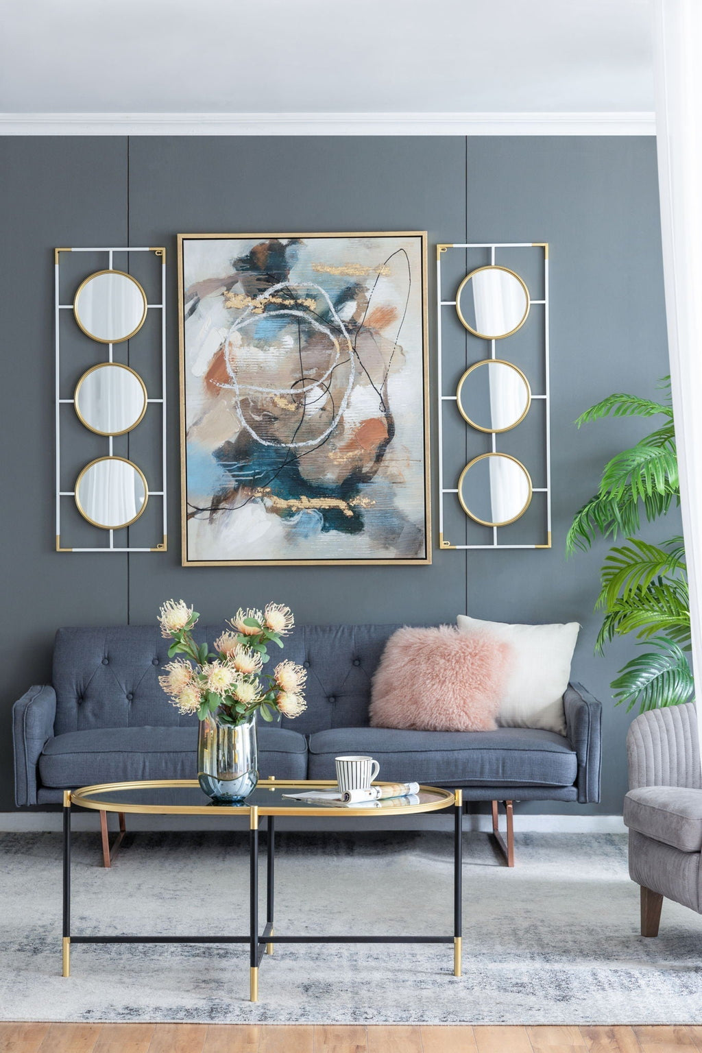 3 Mirror Piece Wall Mirror in Rectangular Frame