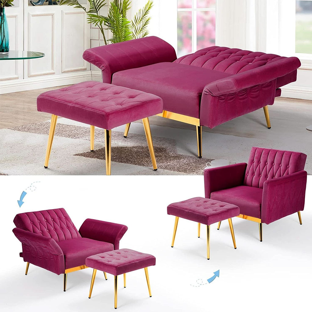 Accent Chair Recliner With Adjustable Armrests Fuchsia