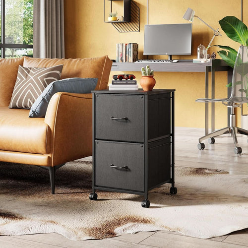 2 Drawer Mobile File Cabinet And Rolling Printer Stand Black Fits A4 Or Letter Size Home Office