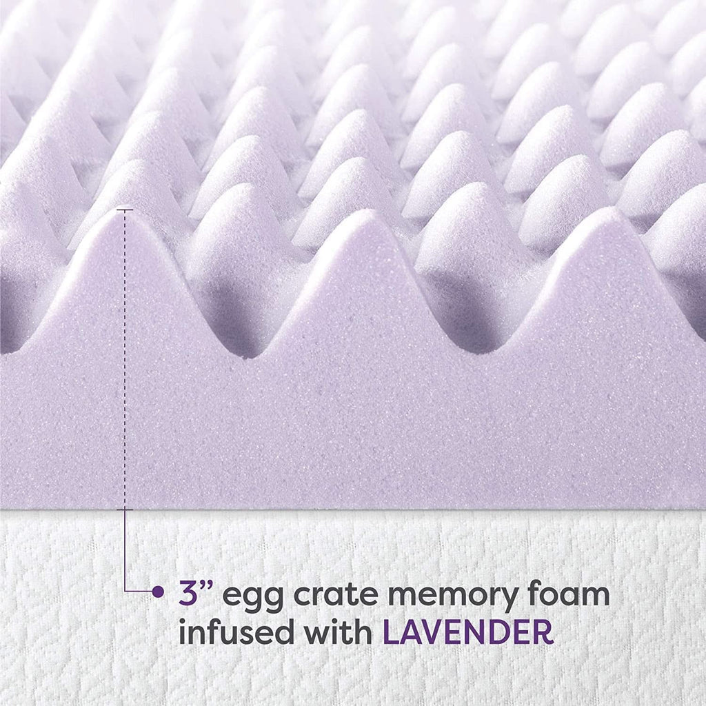 Lavender Infused Queen Memory Foam Topper for Comfort