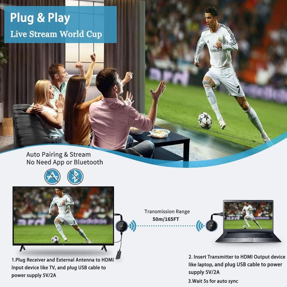 4K Wireless HDMI Transmitter Receiver Kit For TV And PC