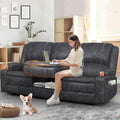 Grey Three Seater Manual Recliner Sofa Modern Living Room