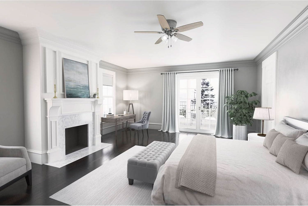 52 Inch Matte Silver LED Ceiling Fan With Integrated Light