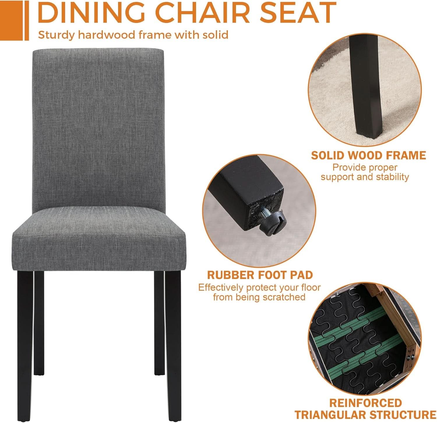 Gray Modern Fabric Upholstered Dining Chairs Set Of 4