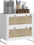 White Rattan 2 Drawer Locking Lateral File Cabinet